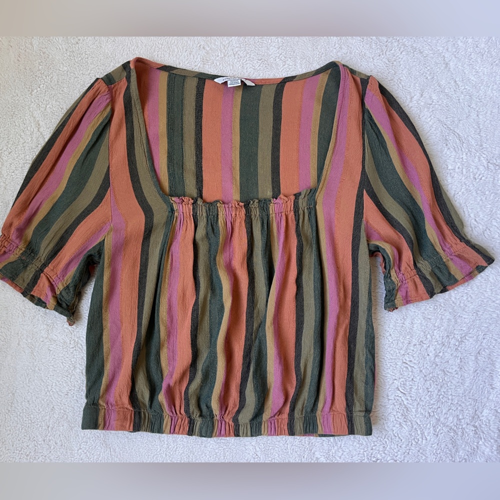 American Eagle Striped Multicolor Women's Top Size Medium